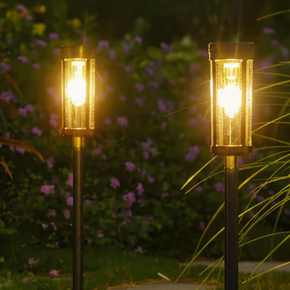 Éclairages de Cheminée de Jardin Solaire Élégants - Lampes à Piquet LED pour Éclairage de Chemin