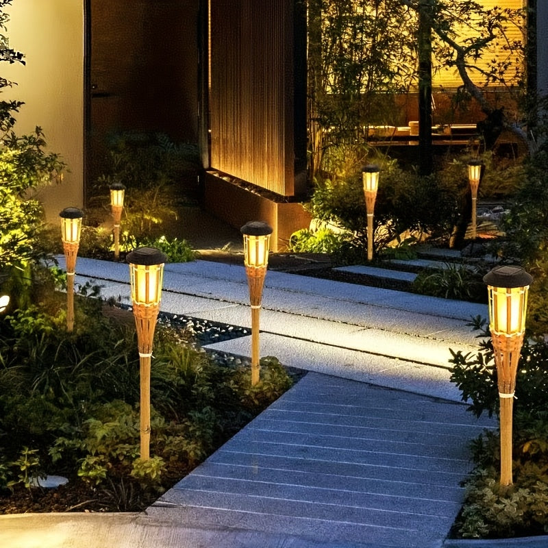 FLAMEGLOW – Lampes LED en Bambou Solaire pour une Ambiance Extérieure