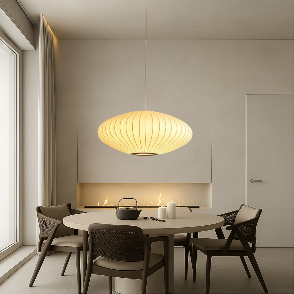 Lampe suspendue en soie italienne