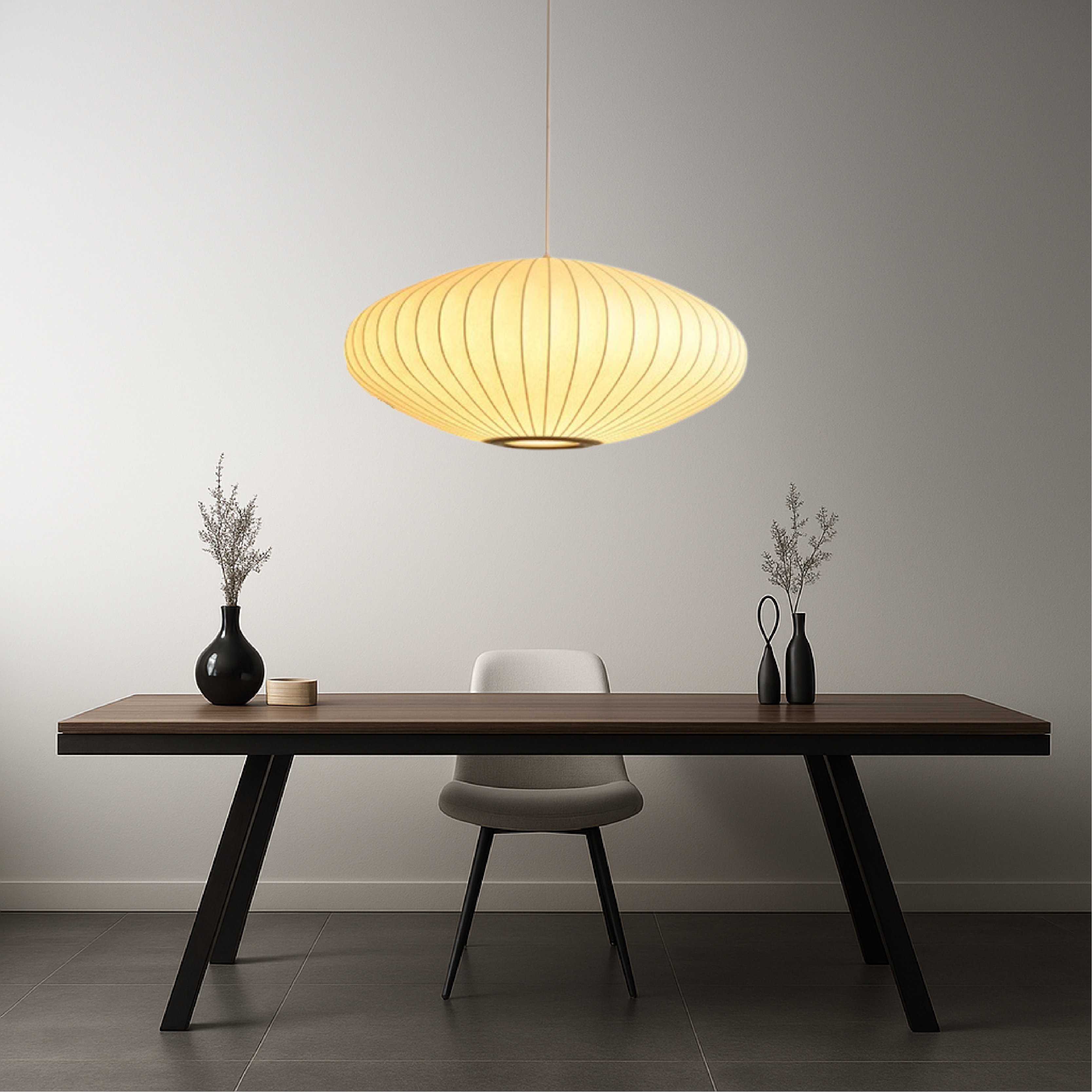 Lampe suspendue en soie italienne