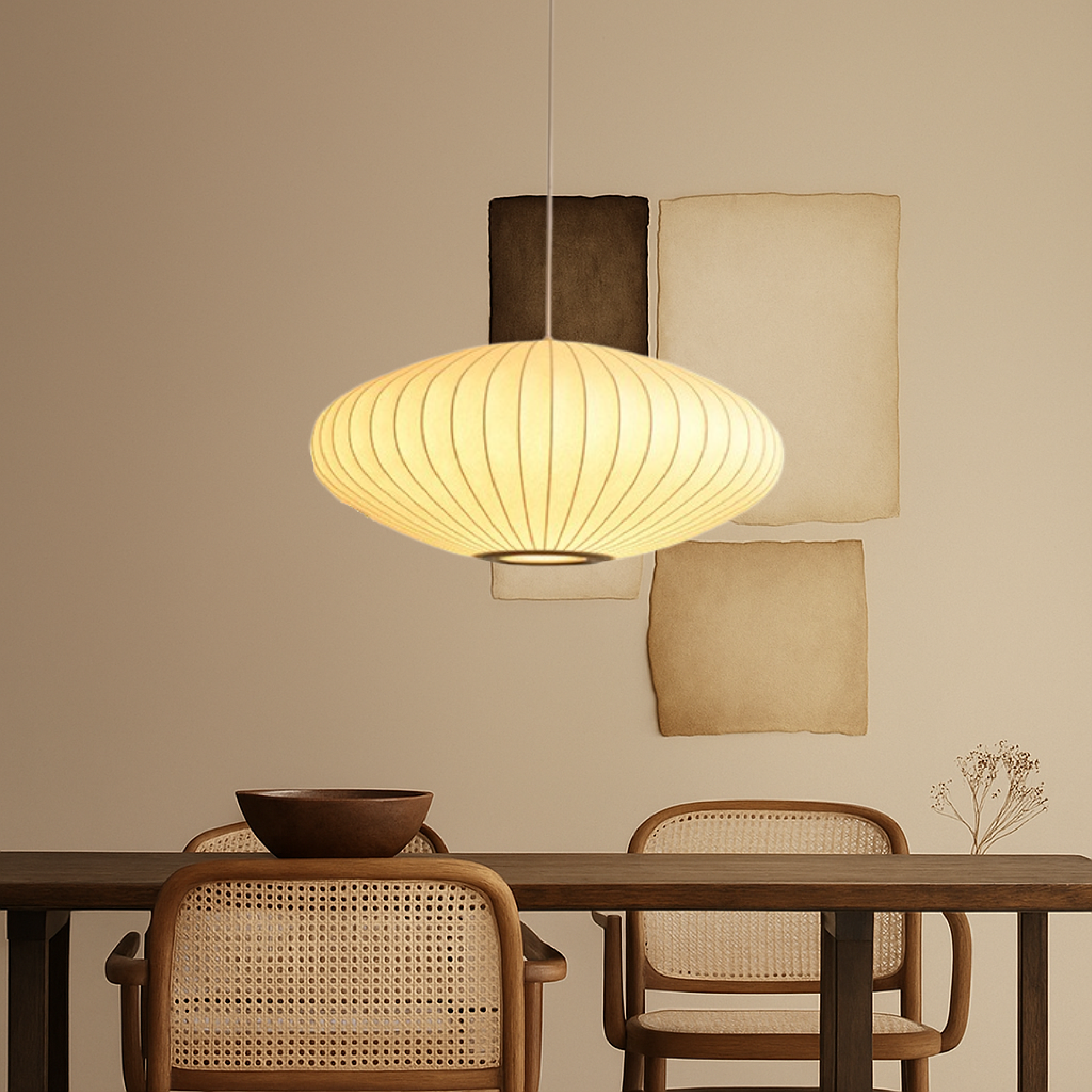Lampe suspendue en soie italienne