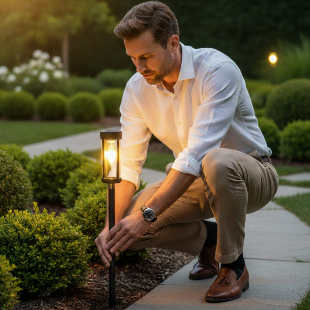 Éclairages de Cheminée de Jardin Solaire Élégants - Lampes à Piquet LED pour Éclairage de Chemin