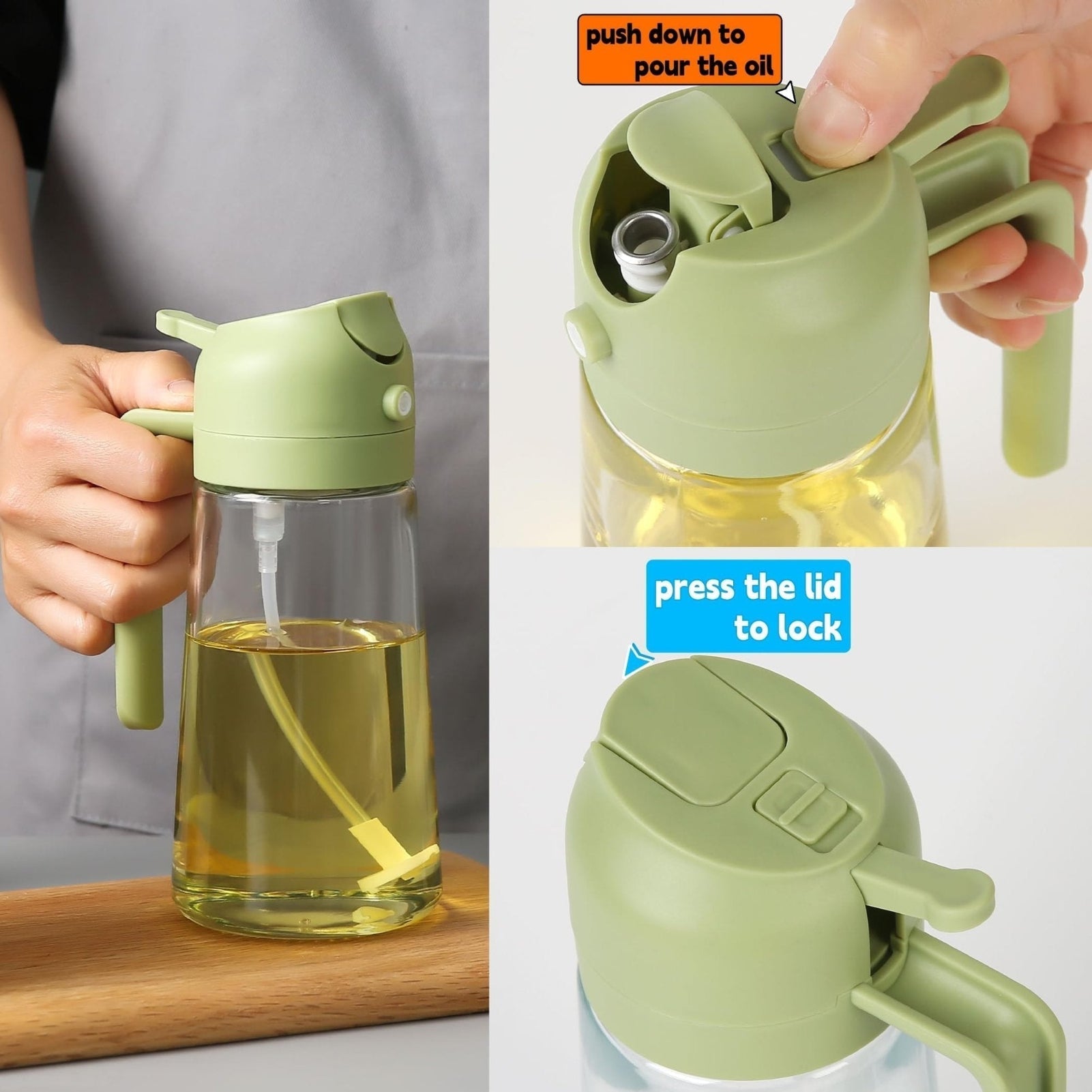 Skanto | Bouteille Distributeur d'Huile 2-en-1 | Pompes et Distributeurs d'Huile | Cuisine Saine