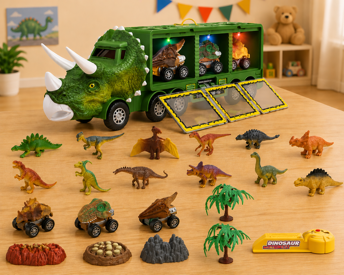 Camion Dino - Camion Jouet avec Dinosaures - Camion & Effets Sonores