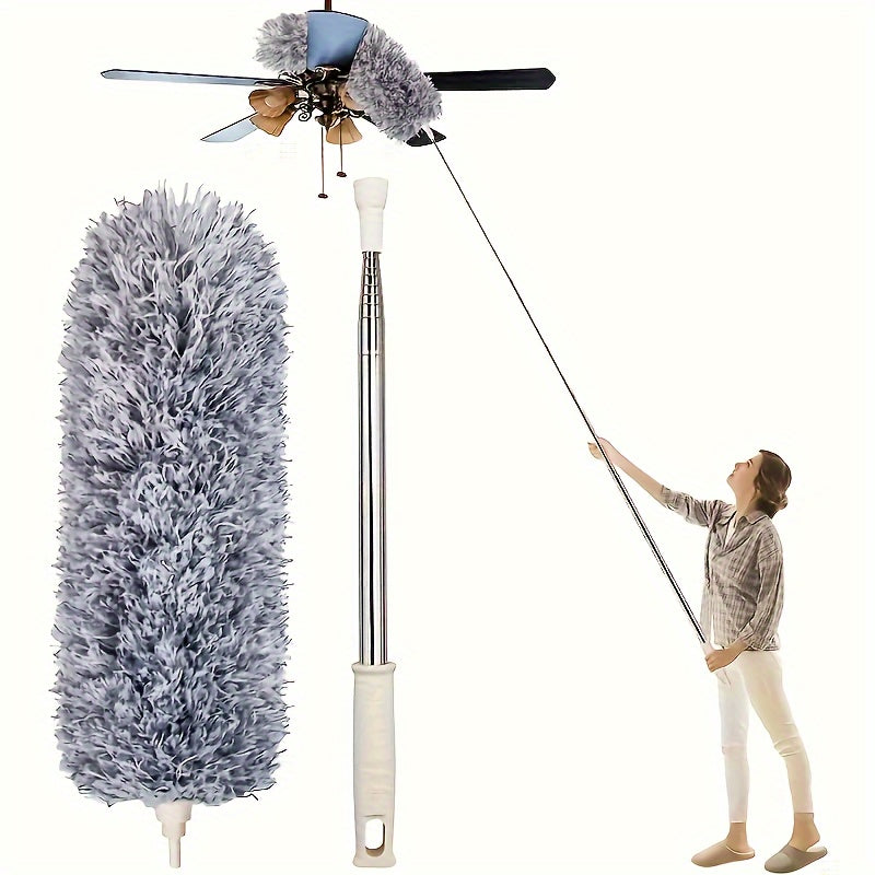 SKYDUSTER - Brosse de Nettoyage Flexible Télescopique pour Plafonds Élevés et Ventilateurs