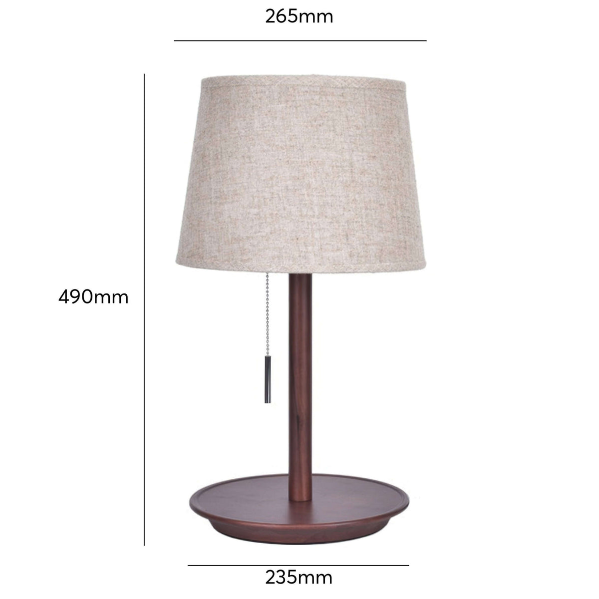 Lampe de Table en Noyer Nordique avec Abat-jour en Tissu