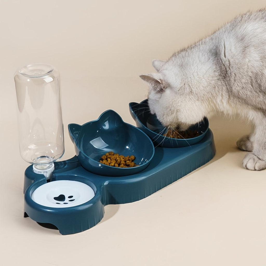 CATNIBBLE - Bols inclinés avec système d'eau gravitaire et design de cou protecteur