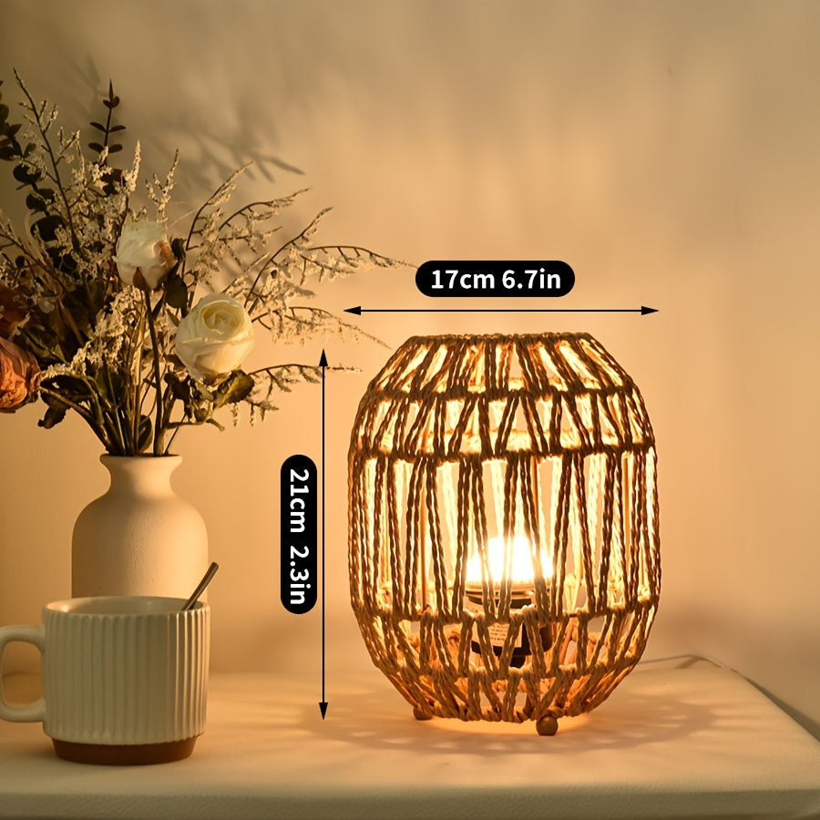 Lampe de Table en Rotin Bohème – Accent Lumineux Fait Main pour Chambre ou Espace de Vie