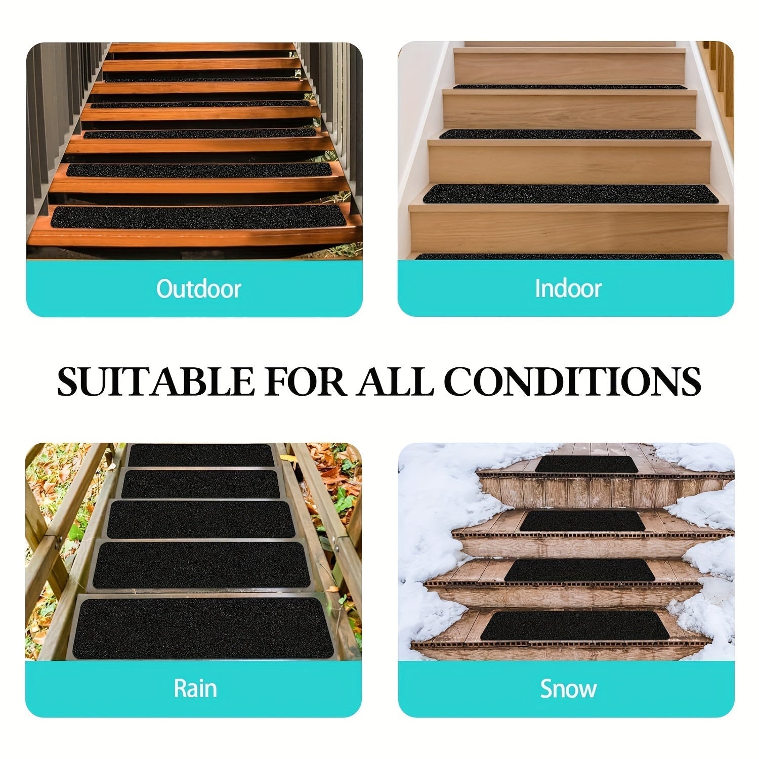 Skanto | Bandes Antidérapantes pour Marches 10-pk – 6"x24", Grain 80, Résistantes aux Intempéries