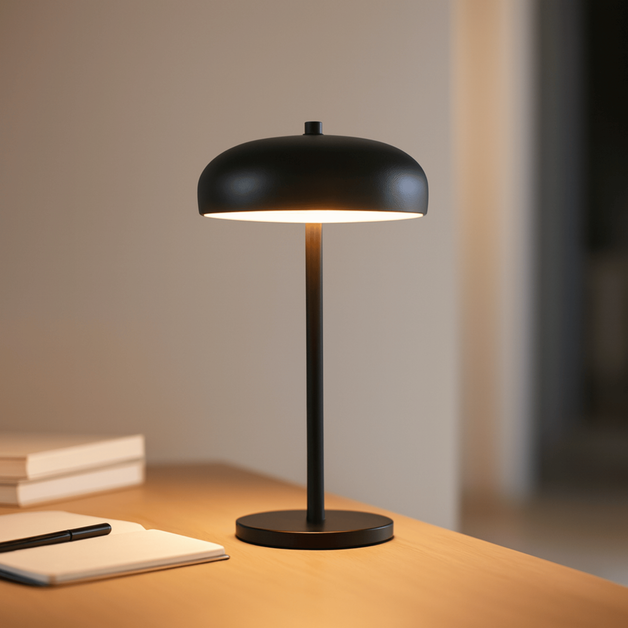 Lampe de table avec abat-jour en dôme et base ronde