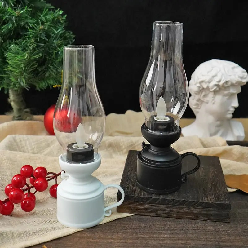 Lanternes LED avec flamme vacillante | sans fil, effet de lumière de bougie sécurisé (sans fumée/chaleur) | Inclus 3x piles LR44 | 18,3 cm | Noir/Blanc/Bronze