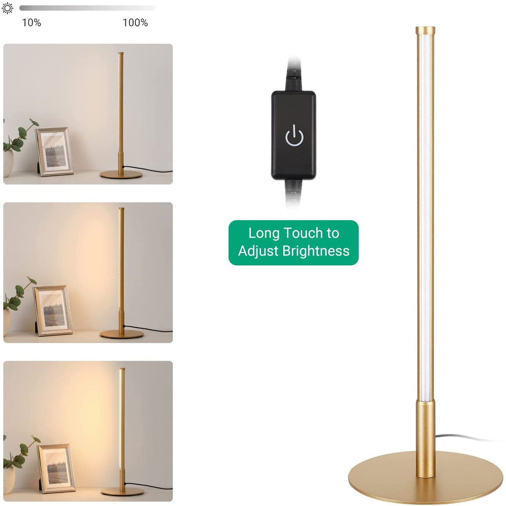 Lampe de table LED dorée avec touche et 3 températures de couleur