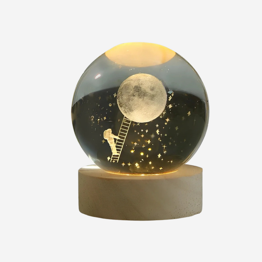 AstroCrystal – Lampe en Cristal 3D avec Motifs Spatiaux pour un Éclairage Magique