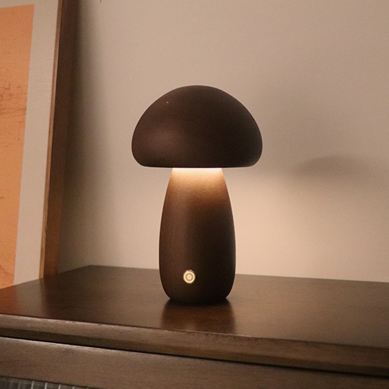 Lampe de table Vintage en bois Champignon