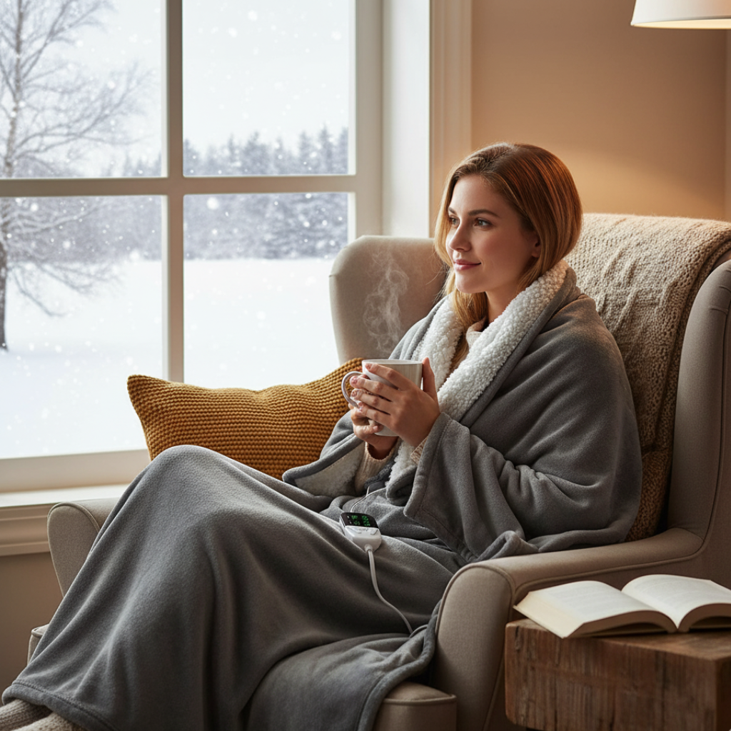 CozyFleece - Couverture Chauffante Électrique avec 6 Réglages de Température
