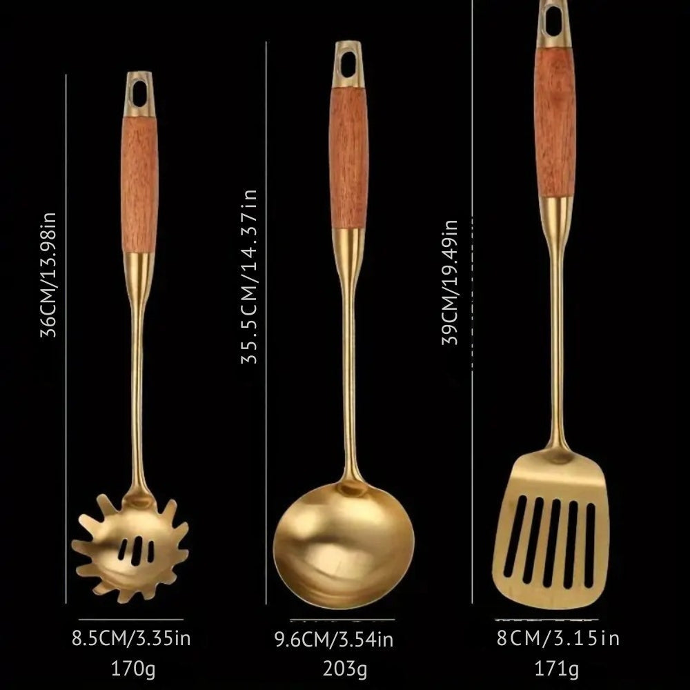 Ustensiles de Cuisine Dorés Choix du Chef | Set de 6 pièces