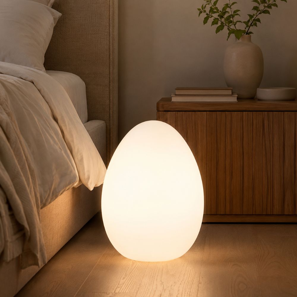 SolStone | Lampe de sol sculpturale œuf moderne minimaliste pour salon