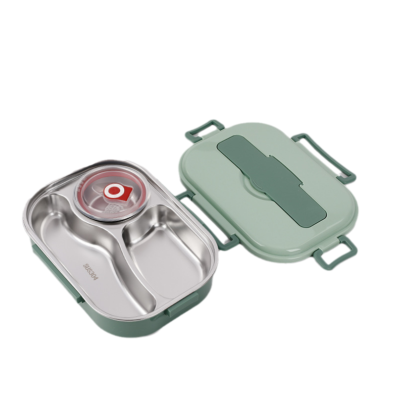 Boîte à lunch thermique en acier inoxydable – intérieur en acier inoxydable – 3 ou 4 compartiments avec bol à soupe – Horloge murale