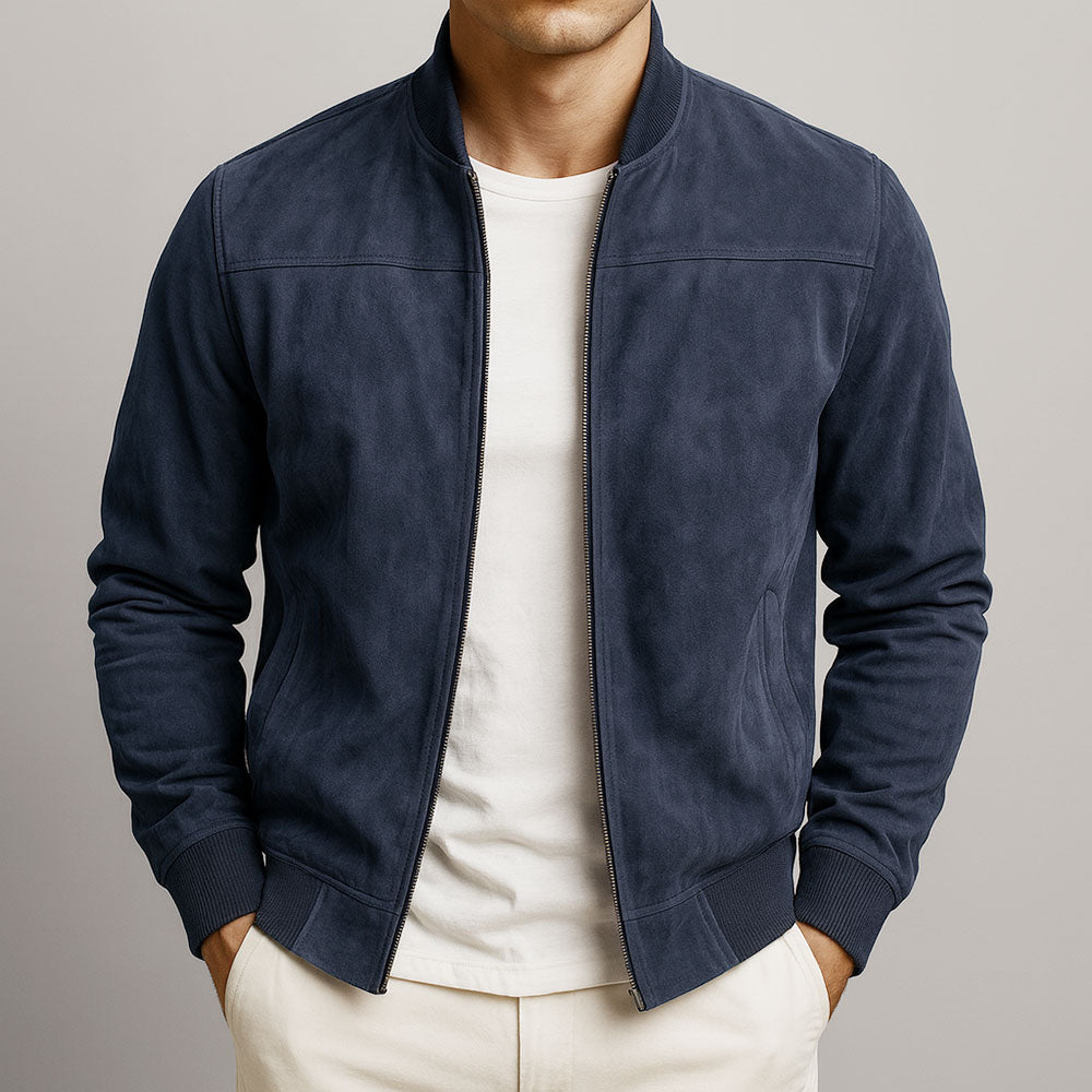 Veste d'été élégante pour hommes avec look en suède et coupe moderne confortable