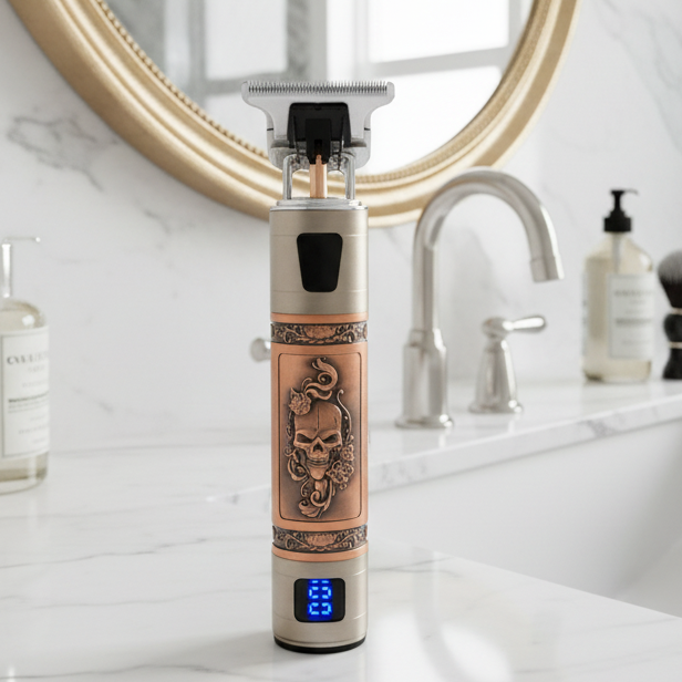SKULLTRIM – Tondeuse à barbe vintage avec batterie et coupe précise pour barbe et cheveux