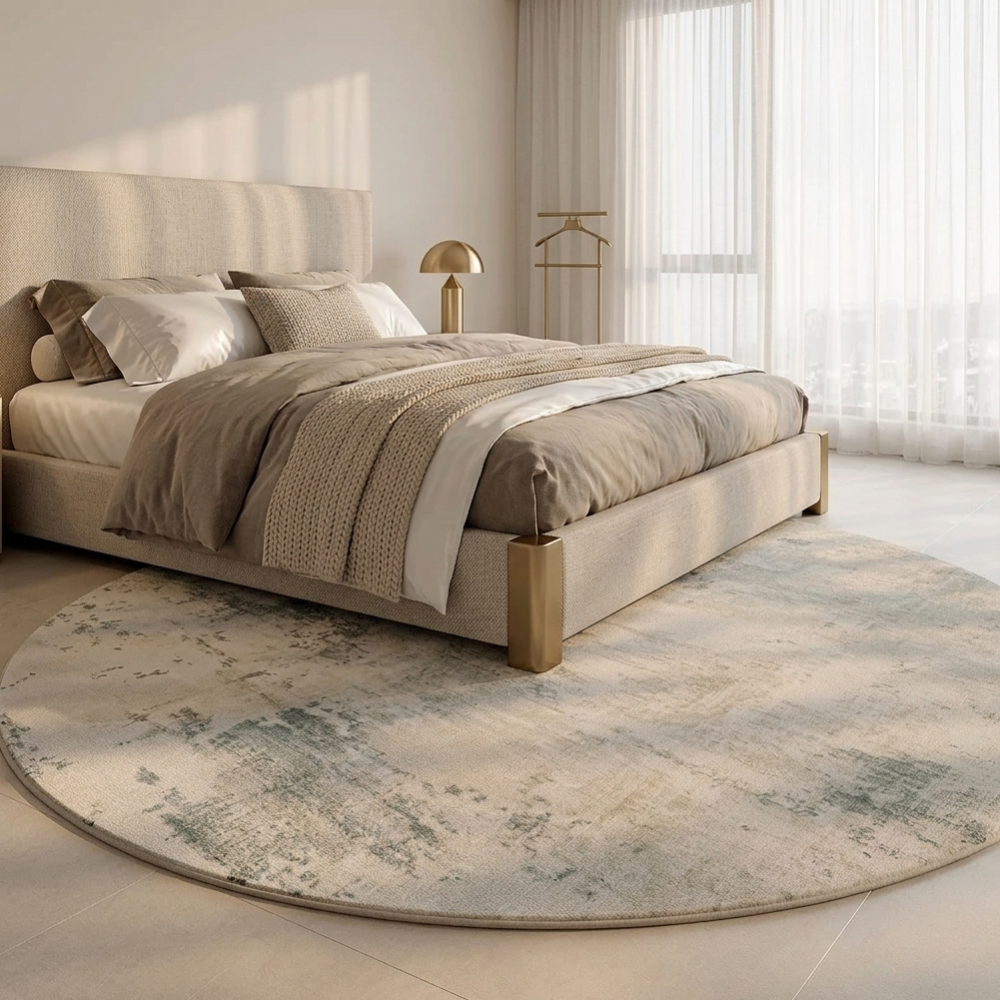 Marcello - Tapis rond en peluche luxueux de style italien pour le salon