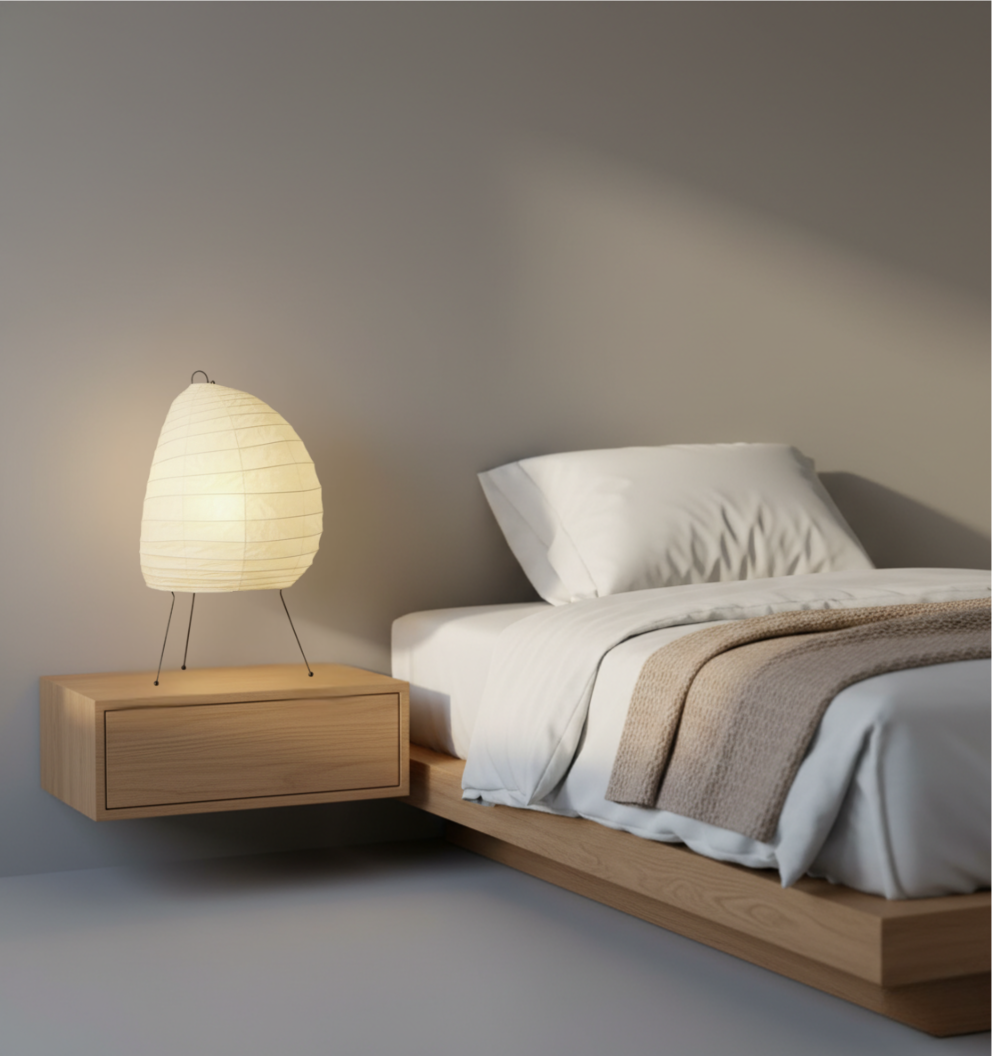 Lampe de Table Akari Washi - Lampe de Chevet Élégante avec Lumière Ambiante Douce