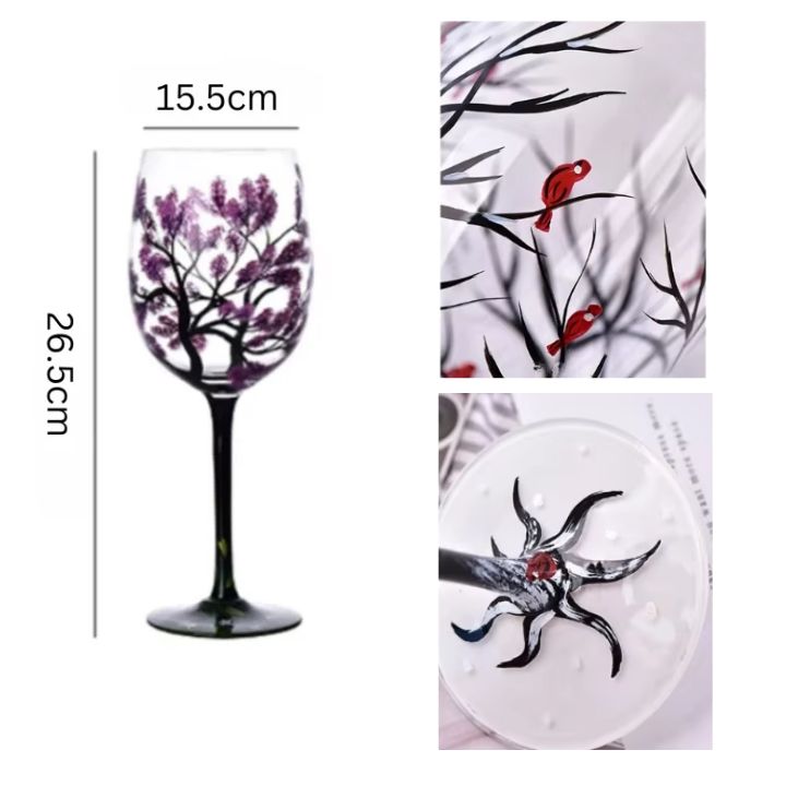 VinoVerve | Verre à vin des Quatre Saisons - Verres Artistiques Peints à la Main