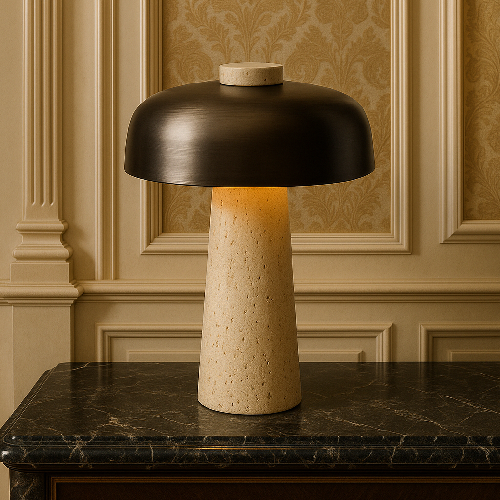 Lampe de table minimaliste en travertin