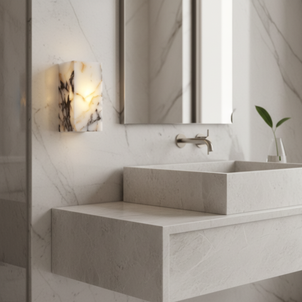 Applique Murale en Marbre Scandinave - Applique en Marbre Naturel avec LED Intégrée