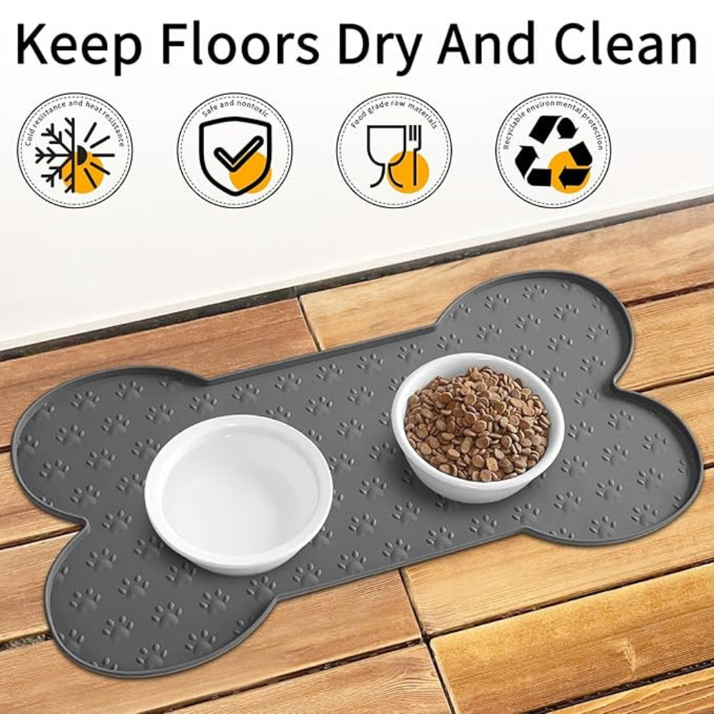Tapis de Nourriture en Silicone en Forme d'Os pour Animaux