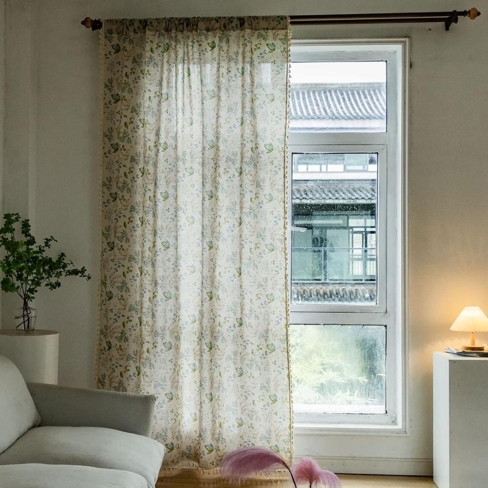 Rideaux en Voile de Fleurs Sauvages