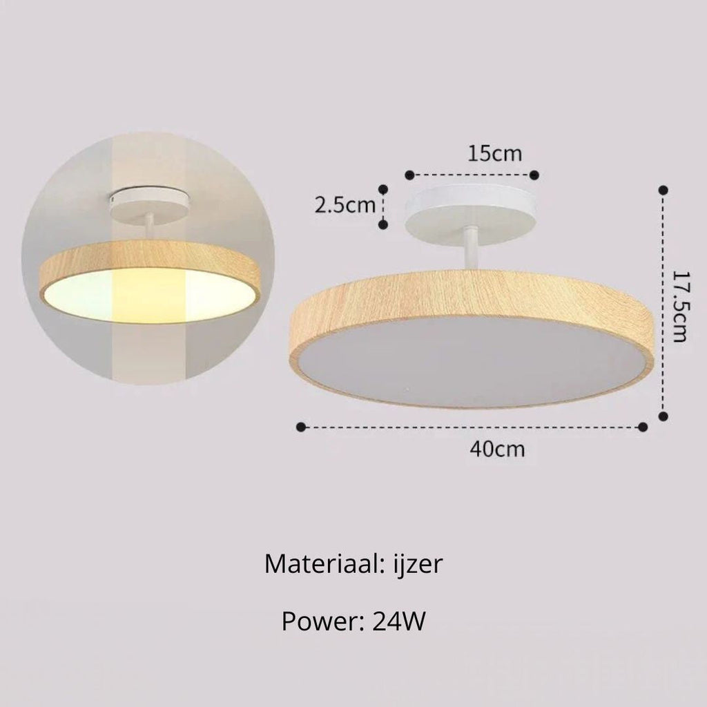 Fjell – Lampe de plafond scandinave avec effet bois et cadre doré