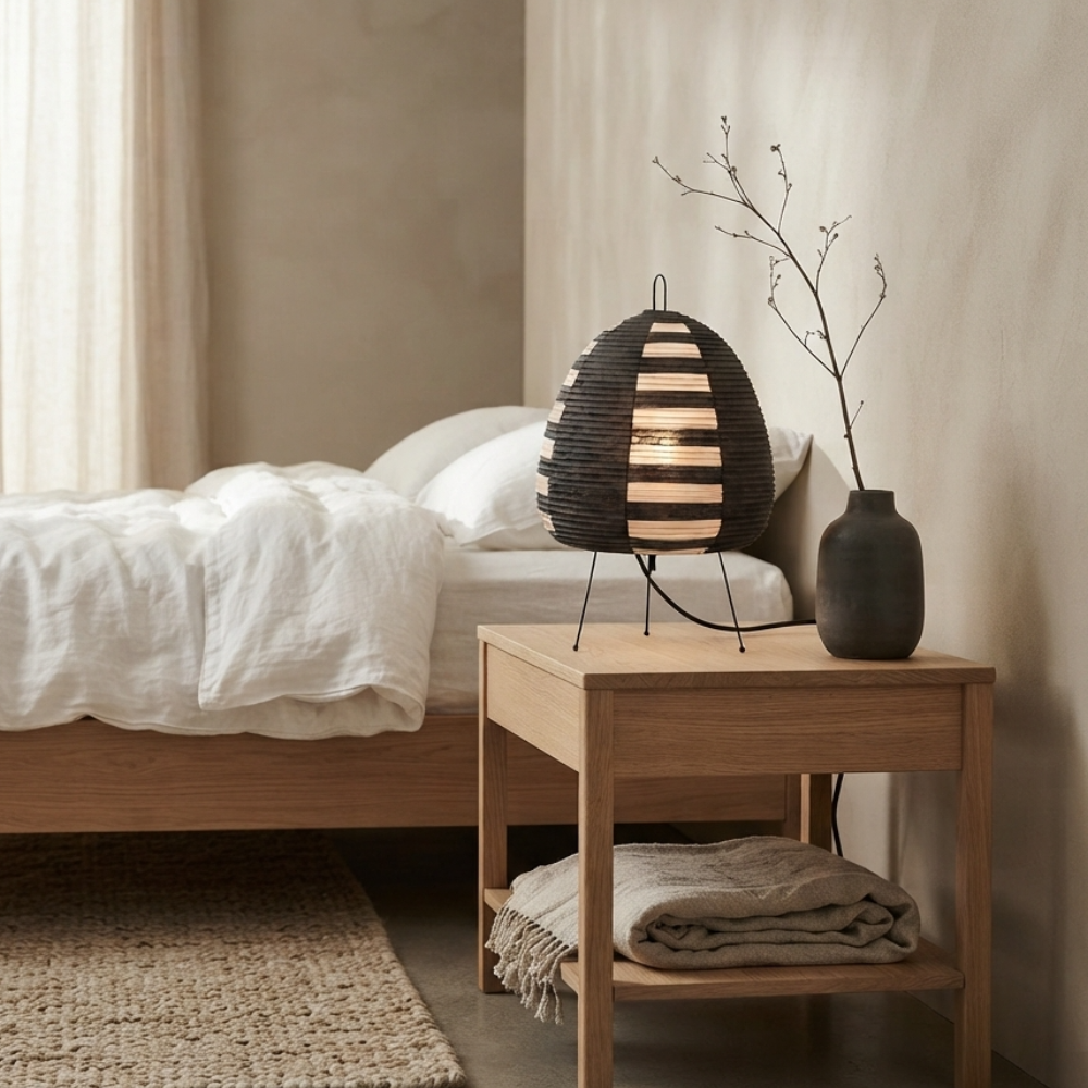 Yunari Haze - Lampe de sol et de table en papier de riz Wabi-Sabi pour une ambiance chaleureuse