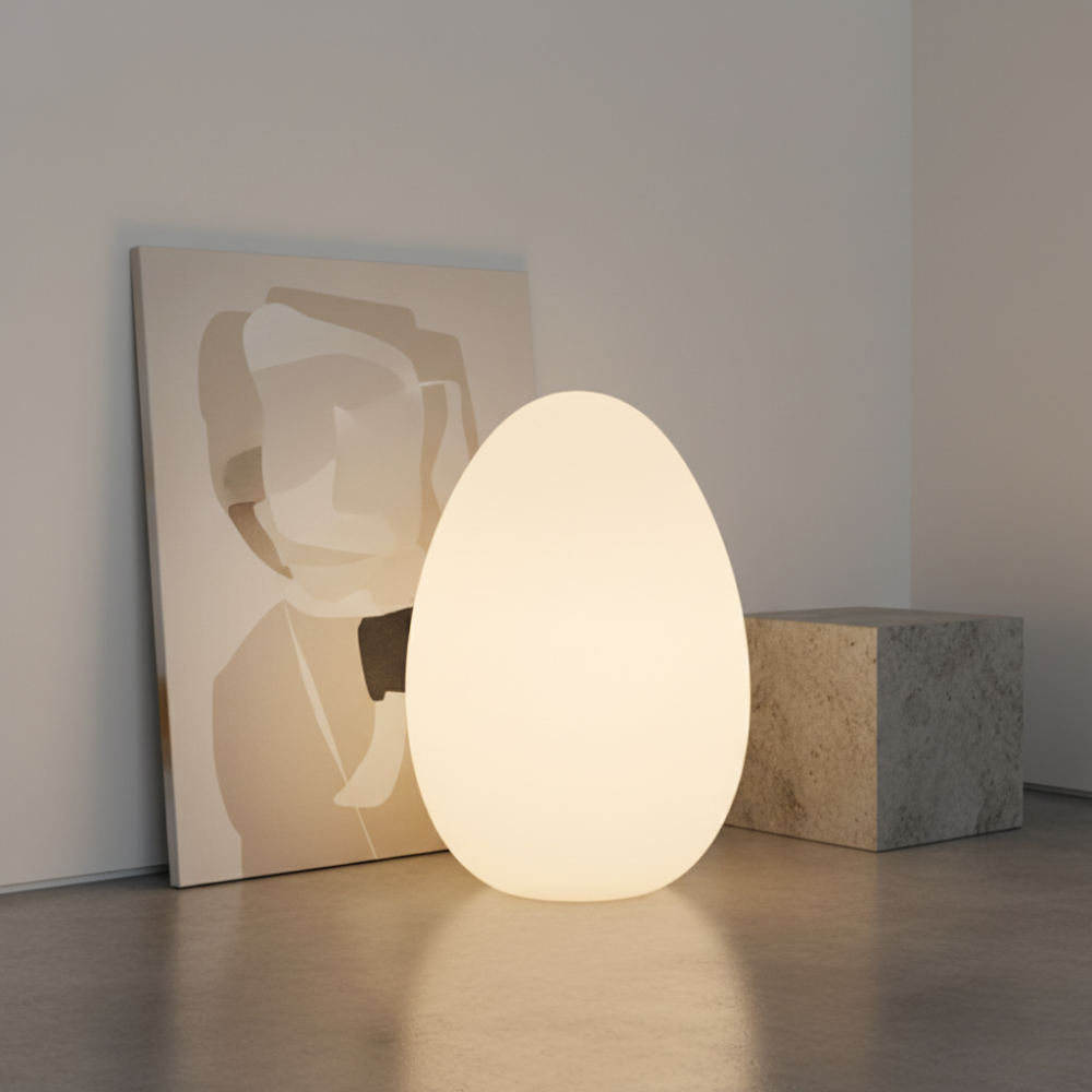 SolStone | Lampe de sol sculpturale œuf moderne minimaliste pour salon