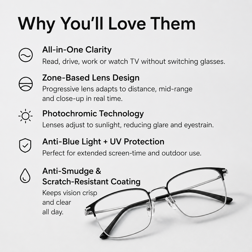 Lunettes Progressives Multifocales Intelligentes Unisexes Allemandes
