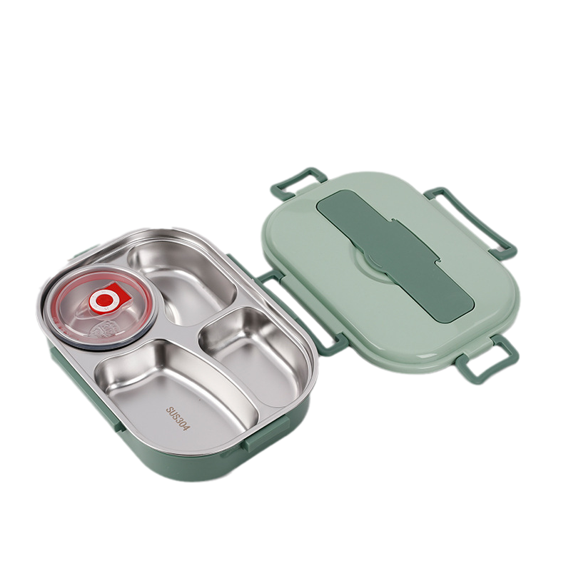 Boîte à lunch thermique en acier inoxydable – intérieur en acier inoxydable – 3 ou 4 compartiments avec bol à soupe – Horloge murale