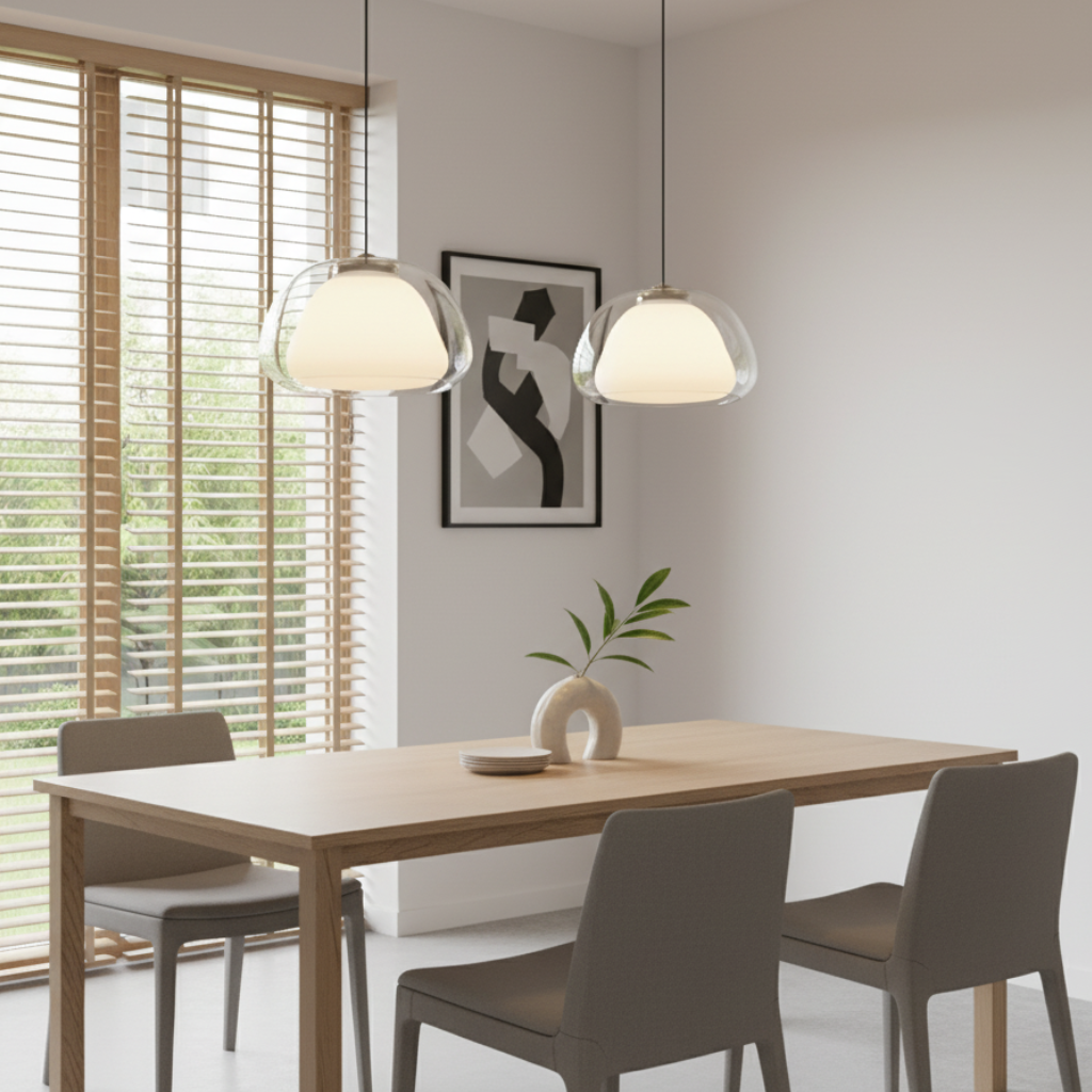 Lustre en Verre Moderne - Design de Dôme Ajustable pour Îlot de Cuisine