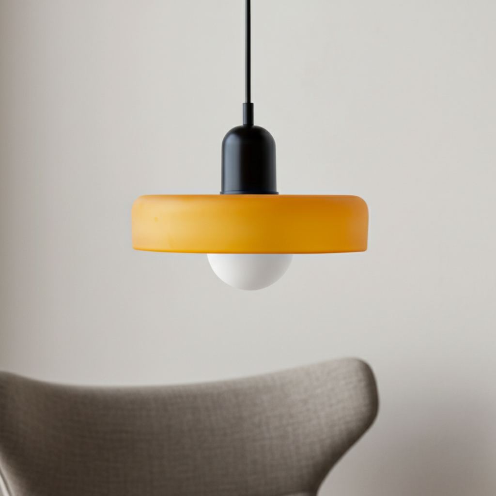 Luminaire en Verre Inspiré du Bauhaus – Éclairage Suspendu Moderne pour Cuisine