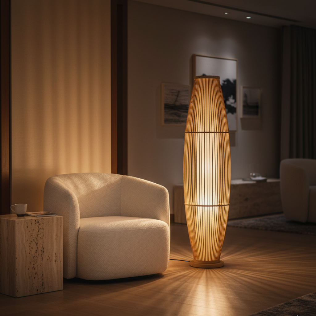BambooGlow | Élégante lampe de table et de sol moderne éco-responsable pour le salon