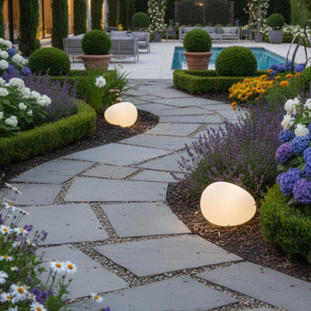 LunaStone | Lumière de Pierre Pebble Solaire d'Extérieur, Lumière LED Étanche pour Chemin de Jardin