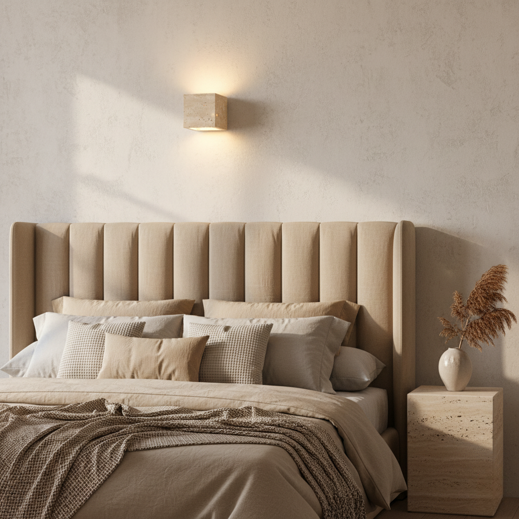 Applique Murale Minimaliste en Travertin Naturel - Éclairage Intérieur/Extérieur Haut et Bas