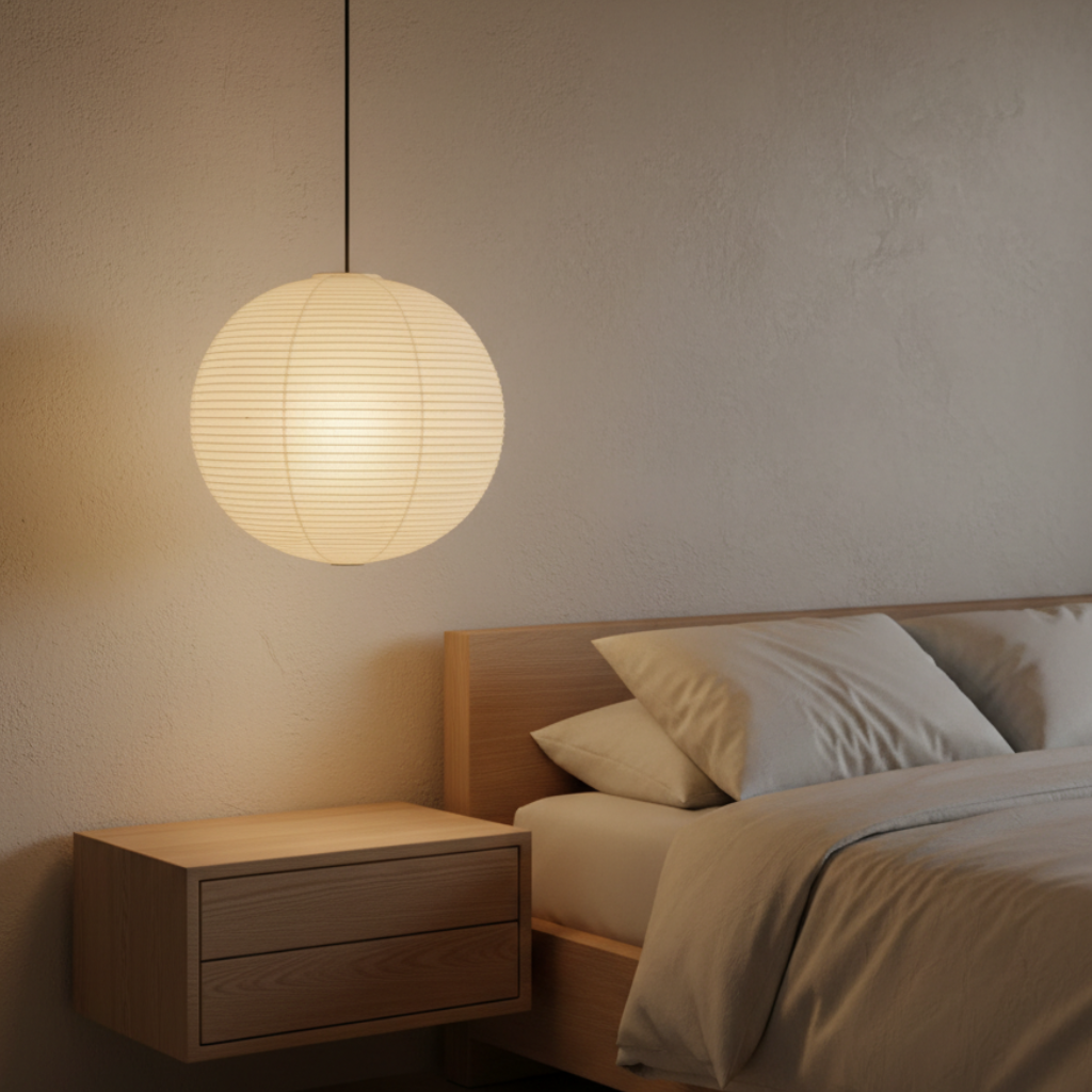 Lampe Suspendue Ronde Akari - Éclairage Suspendu Élégant avec Éclairage Ambiant