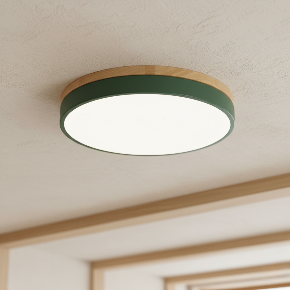 Lumière de plafond encastrée Horizon - Design moderne ultra-fin avec accent en bois