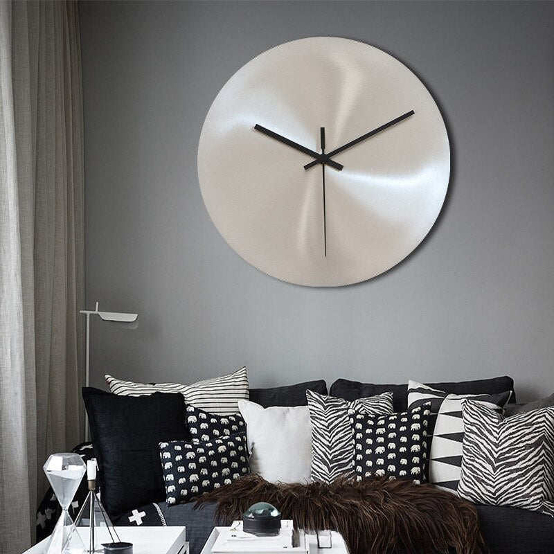 Horloge murale en acier inoxydable moderne