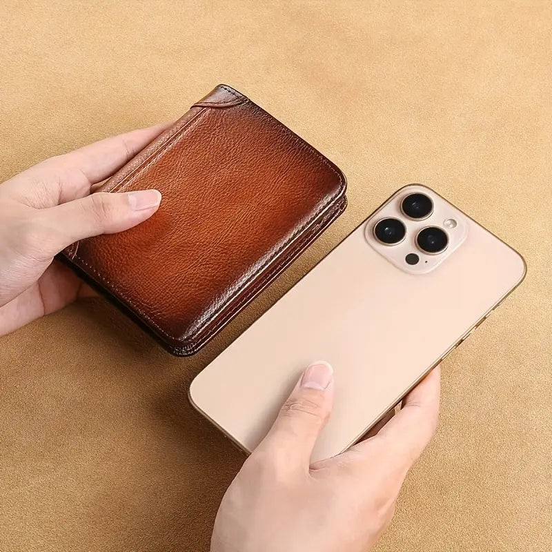 Portefeuille RFID slim bifold en cuir avec multi-poches