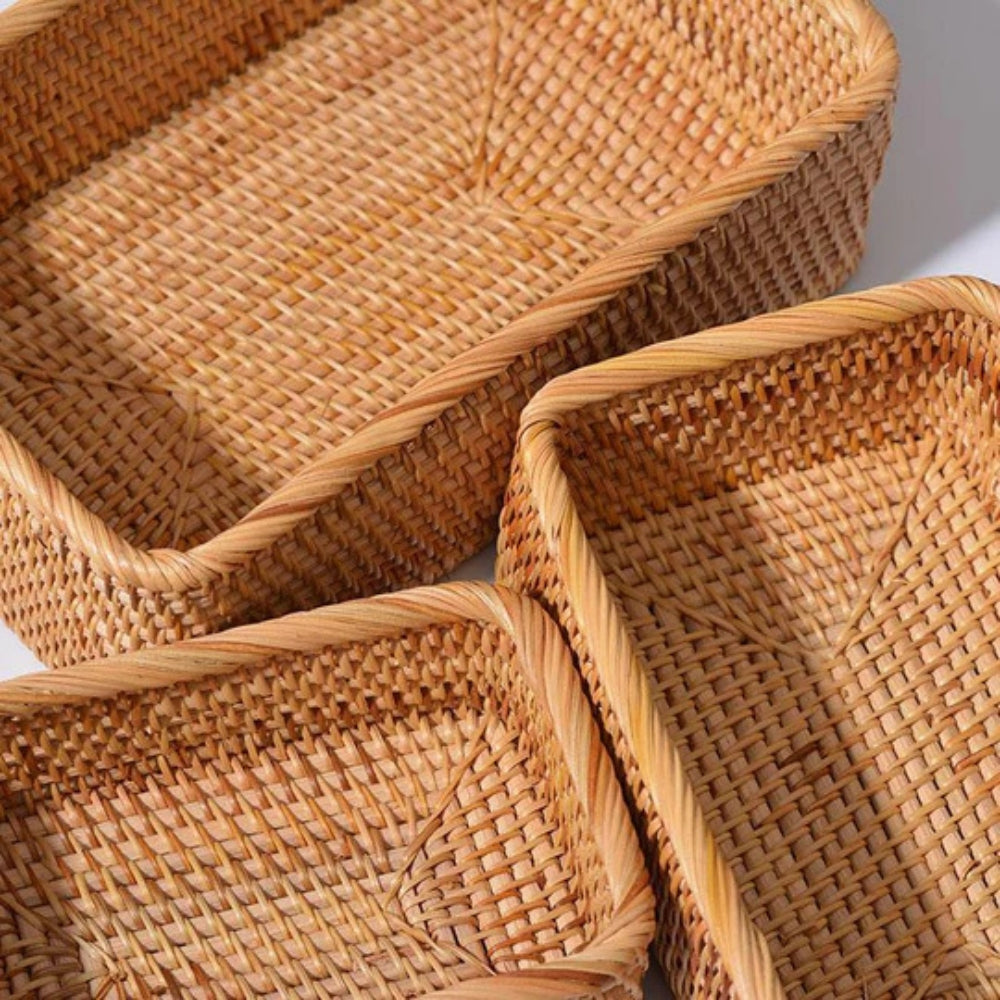 Panier de Rangement Rectangulaire en Rattan Artisan