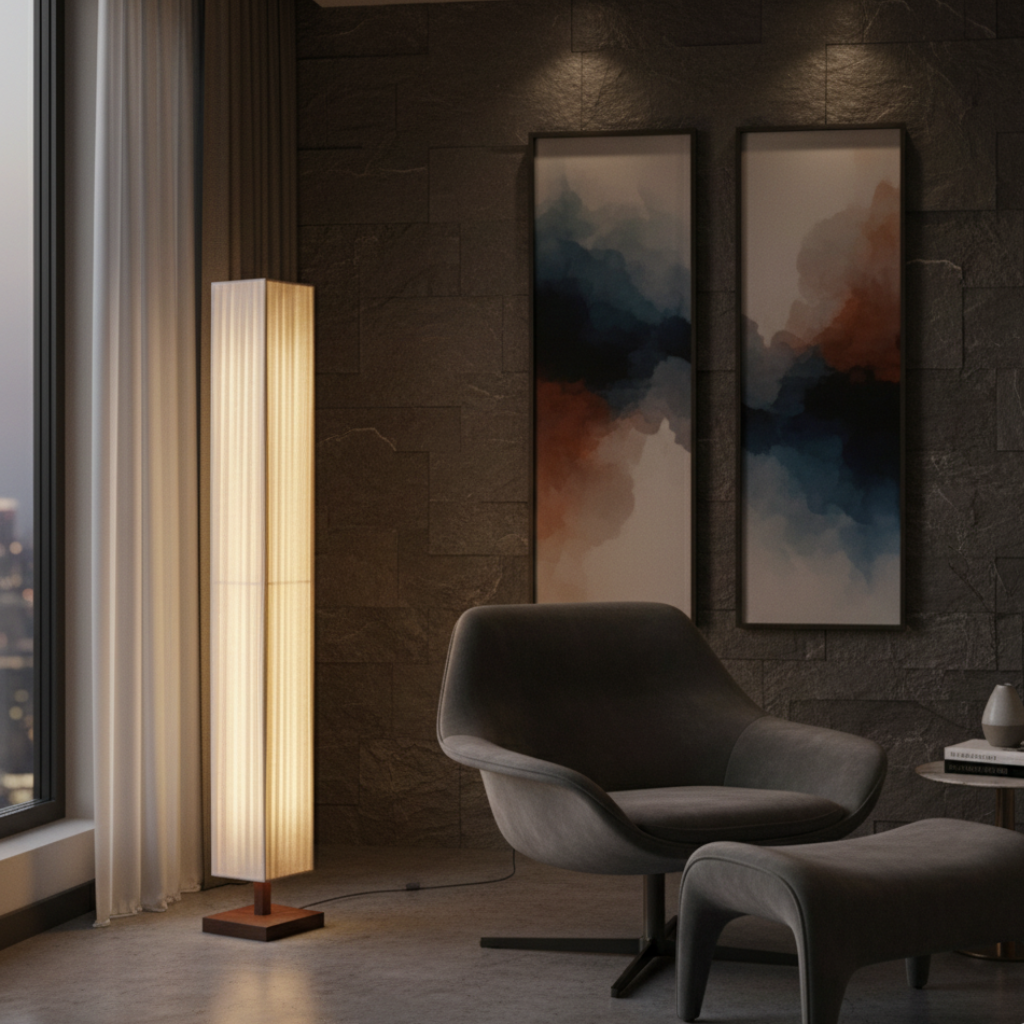 Hikari | Élégante lampe sur pied japonaise moderne avec lumière LED douce et chaleureuse