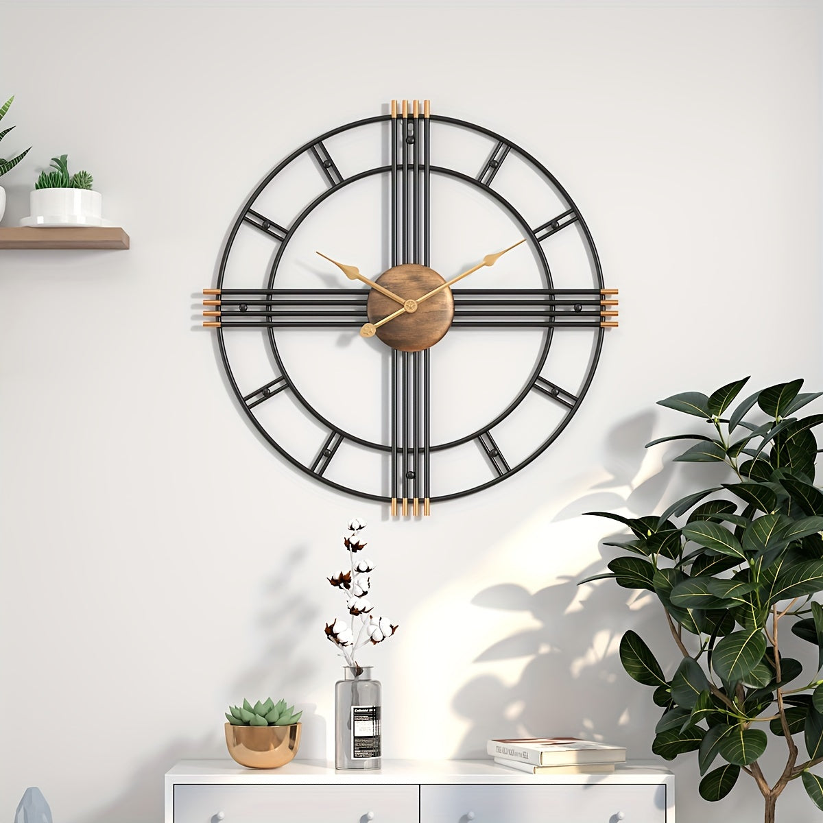 CASAELIX – Horloge Murale Croisée Minimaliste Moderne avec Cadre Géométrique Structuré et Mouvement Silencieux