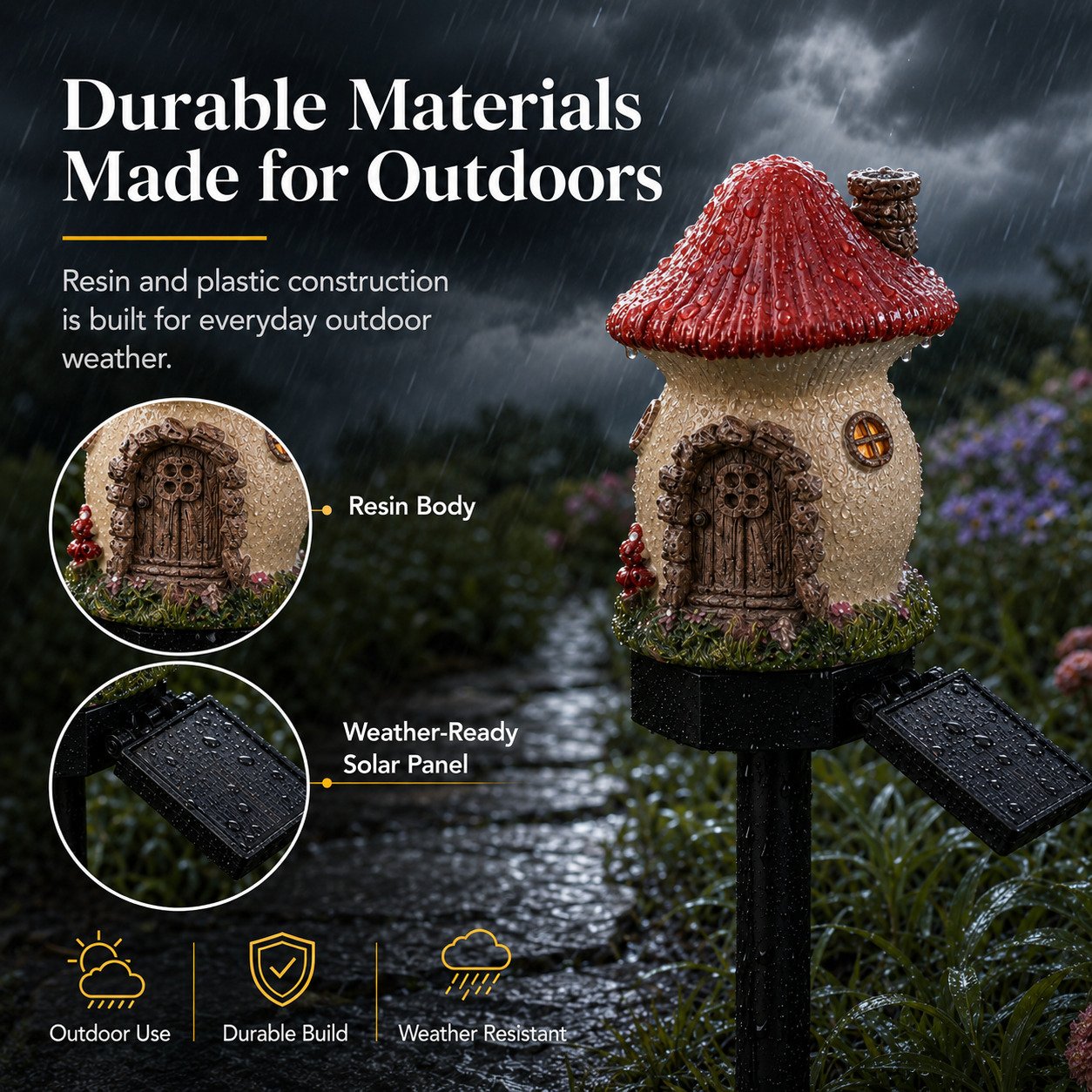 MUSHLUNA – Lampe de jardin champignon solaire pour une décoration extérieure enchanteresse