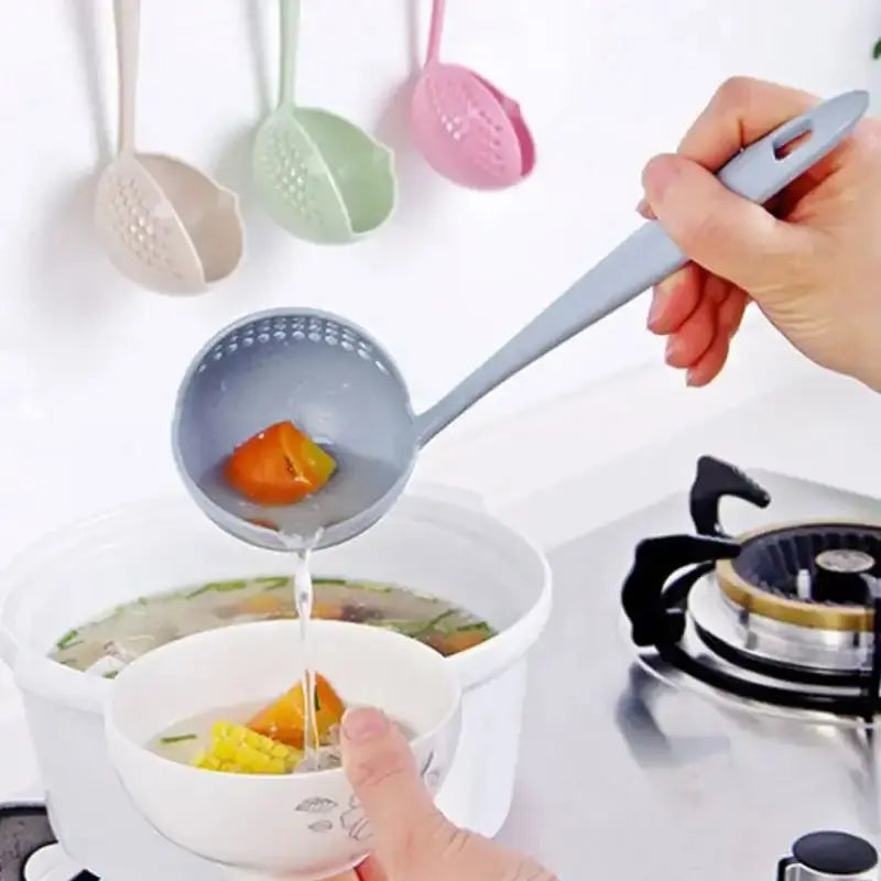 Cuillère à épuiser 3-en-1 | Pour prélever, égoutter et servir avec des trous d'égouttage intégrés | Résistante à la chaleur, adaptée aux revêtements antiadhésifs | Un ustensile de cuisine indispensable